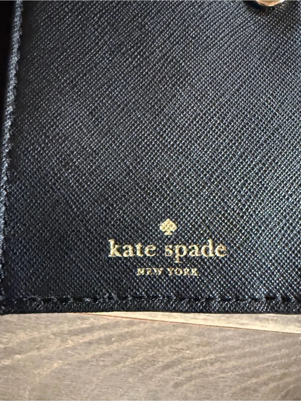 Kate Spade Black Saffiano Card Holder Wallet with Gold Logo